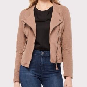 Marrakech. Cotton Mollie Moto Jacket. Latte. Size Small.